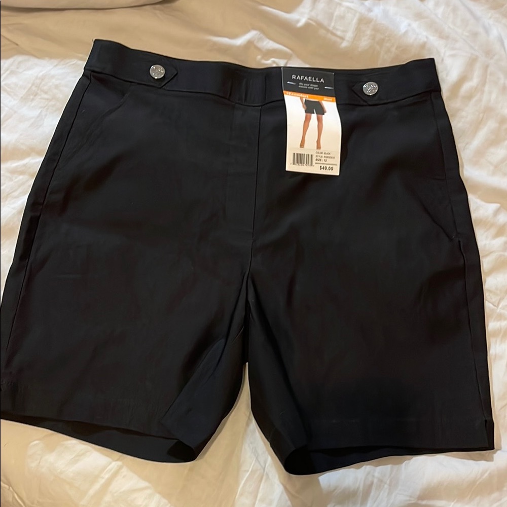 Rafaella Black Flat Front Shorts